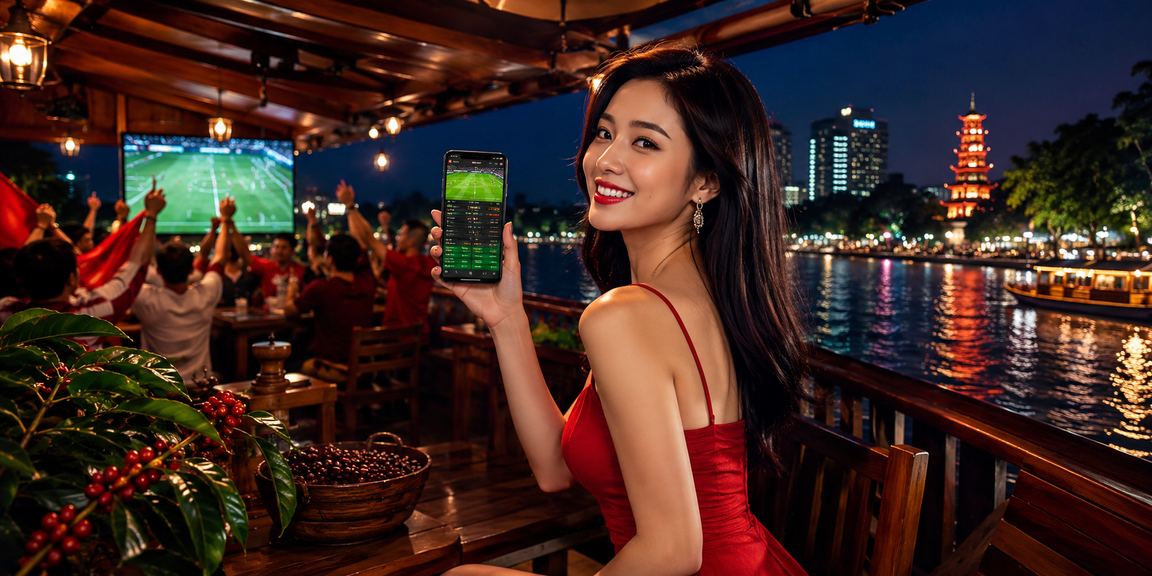 Người dùng tại Hà Nội đăng nhập casino mobile trong quán cà phê